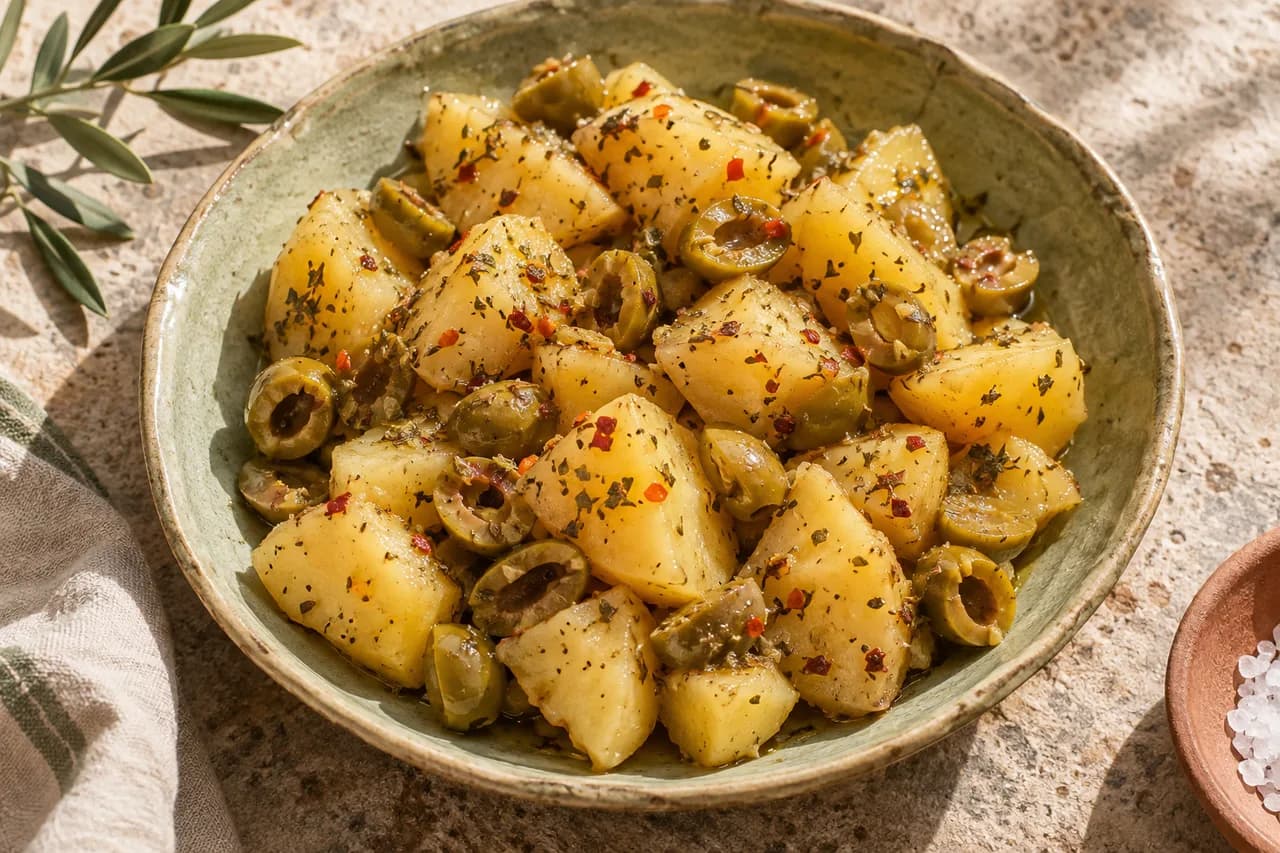 Pommes de terre tièdes aux olives aux aromates