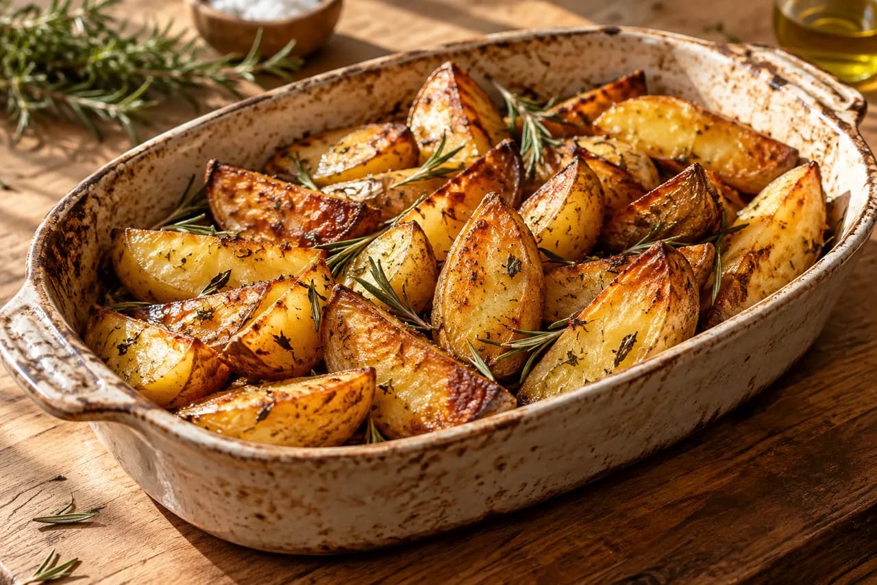 Gajos de patatas al horno con romero