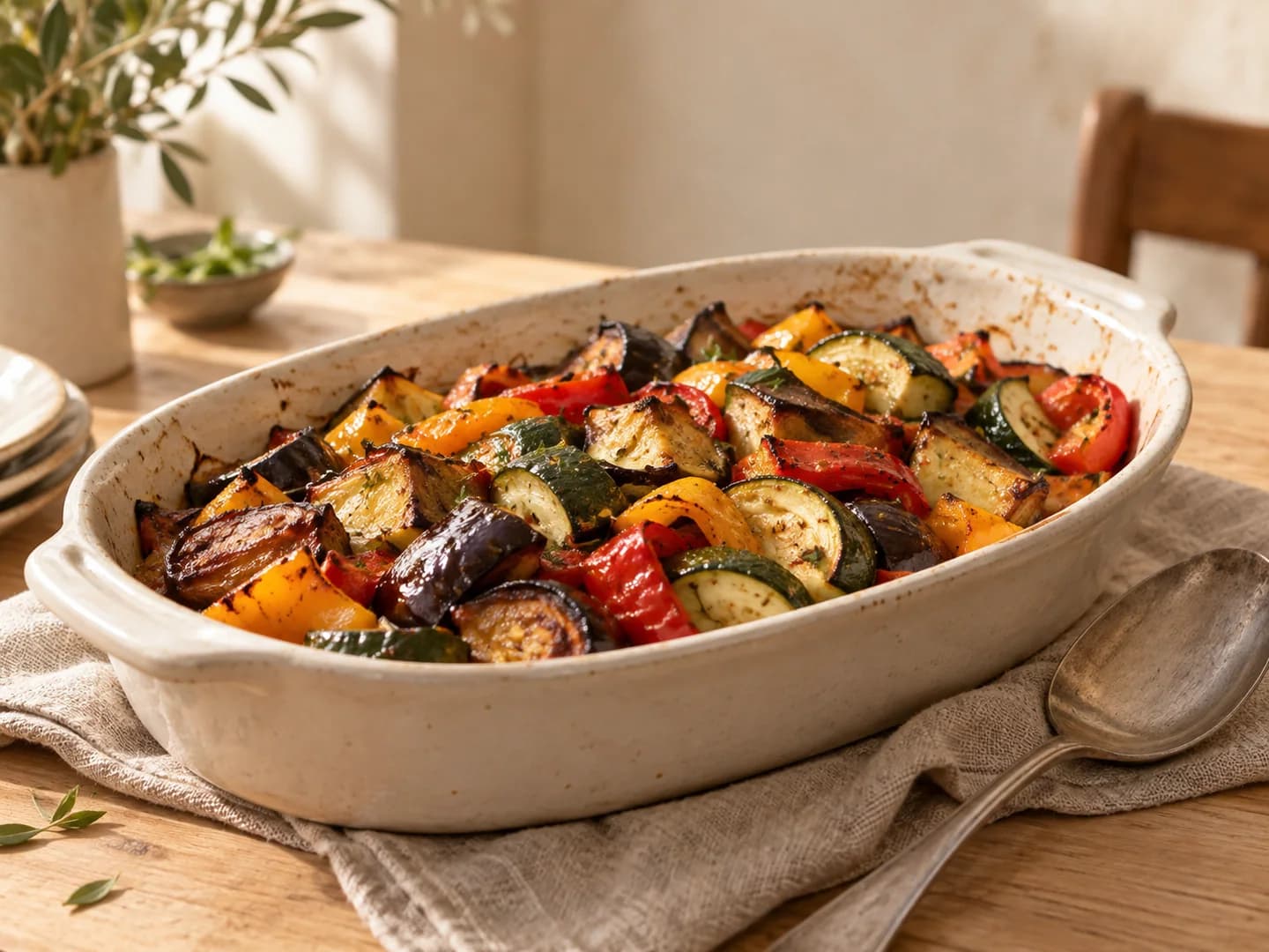 Sugerencia para servir: verduras al horno con aceite de oliva virgen extra