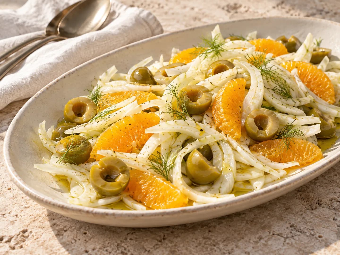 Idea a tavola: insalata di finocchi e arance con olive snocciolate