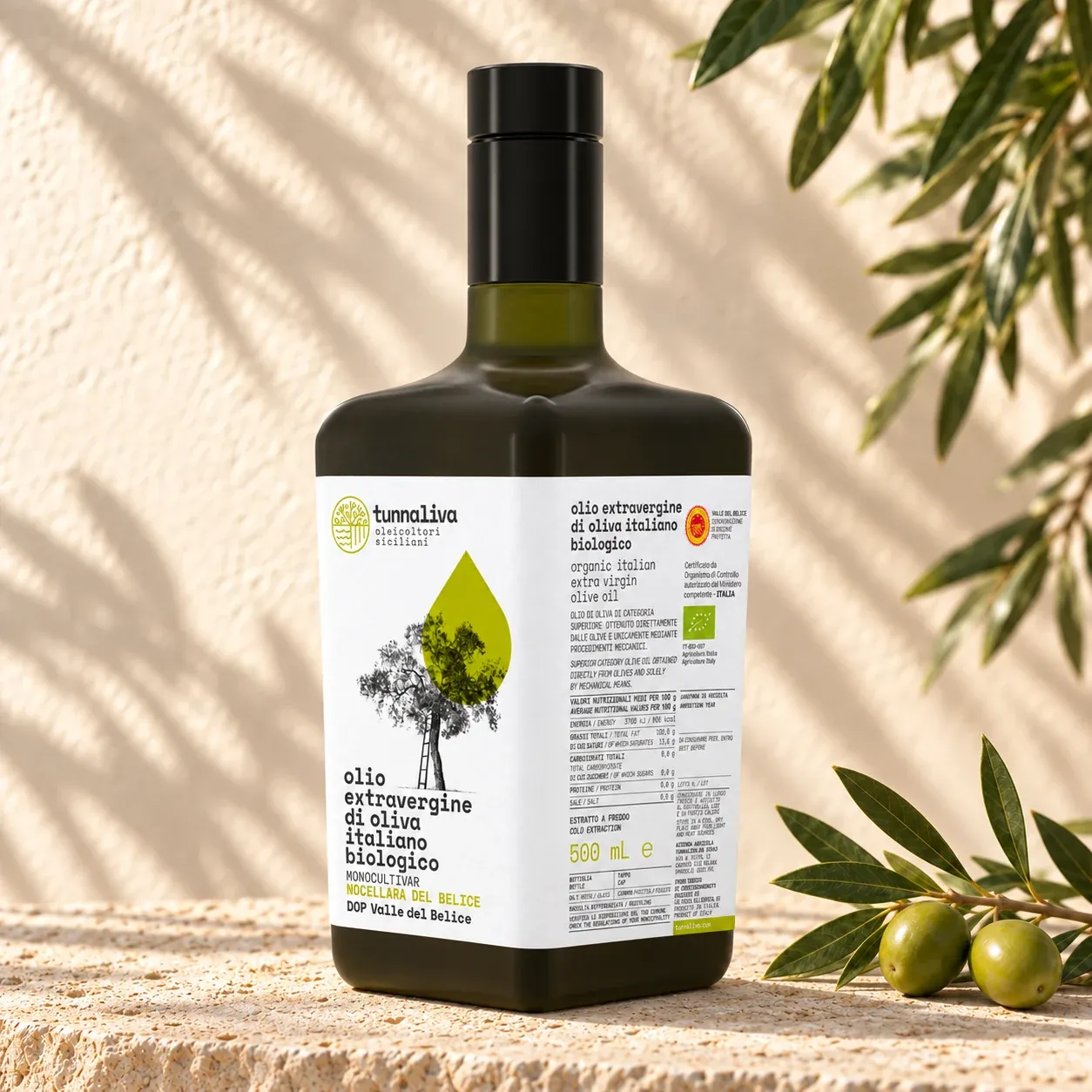 Organic extra virgin olive oil DOP Valle del Belice — Bottle 500 mL